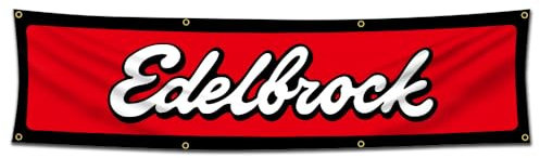 Bofanio Flagge kompatibel mit Edelbrock Rennauto-Flagge, Banner, Dekoration, Motorrad, Rennen, 0,6 x 2,4 m, Banner für Garage, Männerhöhle, Schlafsaal