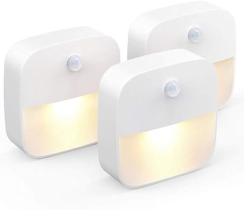 ZISONIX Veilleuse Led, Lampe de Nuit Murale avec Détecteur de Mouvement autocollante, Veilleuse Murale pour Salle de Bains, Chambre, Couloir, Blanc Chaud