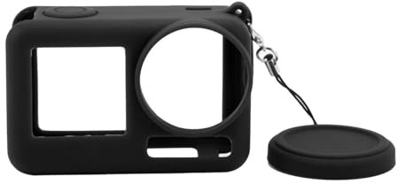 Action Camera Silicone Case, Full Body Protection Soft Protective Silicone Case with Lens Cover, Portable Sports Camera Sleeve with Neck Strap Lanyard for DJI Osmo Action 4 3
