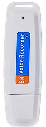 Frefgikty USB Flash Drive Digital Audio Recorder Dictaphone USB Voice Pen Portable U Disk Maximum Support 32GB Memory Card(White)