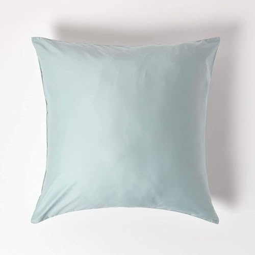 HOMESCAPES 2er-Set Bio-Kissenbezug 80x80 cm hellblau aus 100% Bio-Baumwolle, Satin-Kissenhülle mit Reißverschluss