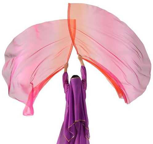 MUNAFIE Lot de 2 drapeaux d'adoration - Demi-cercle - Colorés - Avec hampe flexible - Pour spectacle de danse - Église - Orange - Rouge - Violet