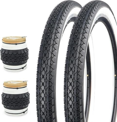 ZUKKA 2er-Pack Fahrradreifen 26 x 2,125 Zoll Fahrradmantel Faltbar Reifen 57-559 Weiß Wand Reifen Fahrrad Ersatzreifen für Beach Cruiser Bike Fahrrad Mantel