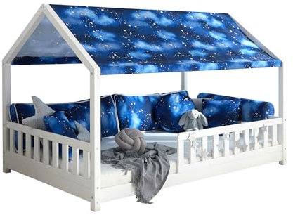 TiCAA Dachvorhang mit Motiv für Hausbett Kay 120 x 200