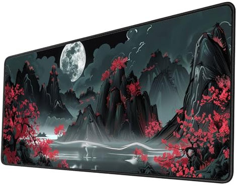 Gaming Tapis de Souris XXL 1200x400x3mm Tapis Souris Gris Rouge Tapis de Souris Gaming Accessoire avec Base en Caoutchouc Antidérapant Surface, Imperméable Tapis Bureau, Decoration Chambre Home