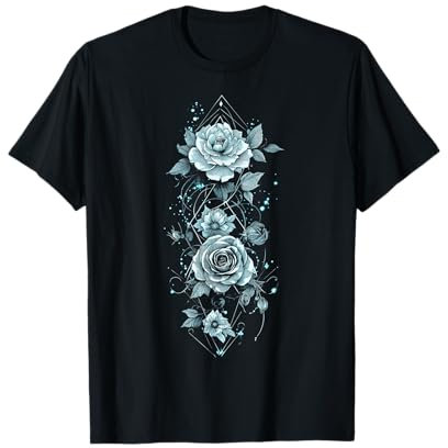 Motif floral pastel bleu clair rose fleur T-Shirt