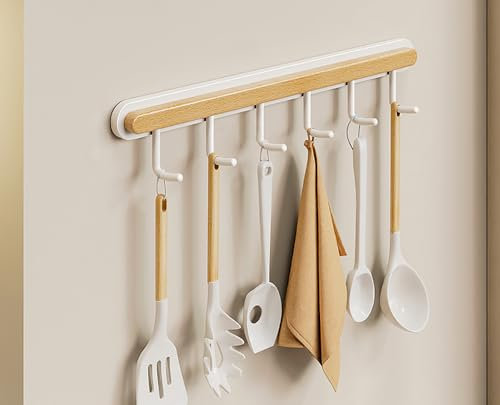 Herramientas de cocina. Barra for utensilios de cocina, barra for colgar utensilios de cocina, sin perforaciones, de madera, de hierro, for montar en la pared, for colgar cucharas, tablas de cortar, s
