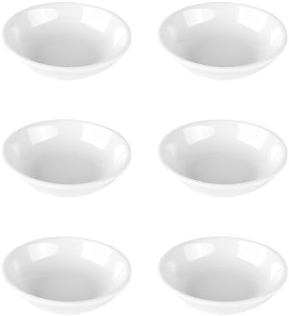WideSmart Round Plastic Dip Bowls, Dip Bowls Sauce Dish White Mini Dessert Dishes Set Sugar Bowls Condiment Pots Spice Jars Seasoning Box Set,Mini Bowls Soy Sauce Dish for Soy and Ketchup (6pcs*10cm)