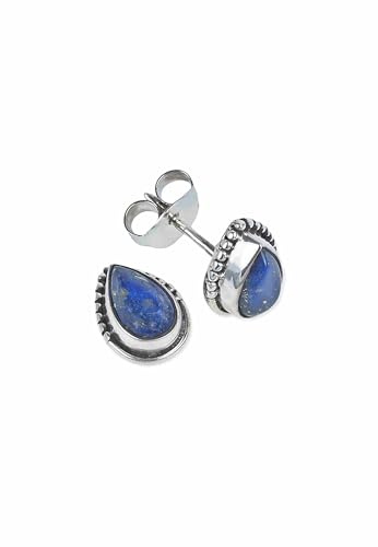 Ohrstecker 925 Silber Lapis Lazuli blauer Stein Edelstein Ohrringe echt Silber Damen Sterling Silber Stecker Geschenk (MOS-103-06)
