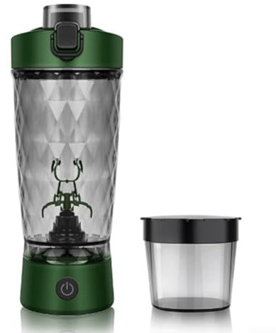 Hasaller Shaker elettrico per proteine, portatile, shaker ricaricabile, mini frullatore, ricaricabile tramite USB, miscelatore elettrico, shaker elettrico per proteine (verde)