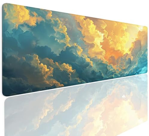 Tapis de Souris Gaming XXL 1600x800x4mm Grand sous Main Bureau, Gamer Mouse Pad Base en Caoutchouc Antidérapant Étanche Mouse Mat Accessoire Bureau pour Ordinateur PC Jeux étude Maison Abstrait 4-11