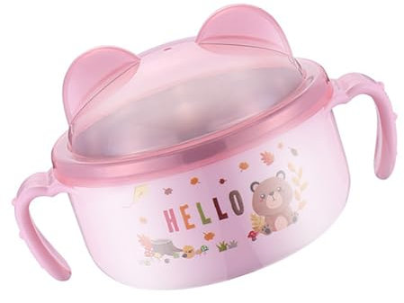 Insulated Serving Bowl, Cute Cartoon Insulated Bowl with Dual Handles, Stainless Steel Kids Thermal Soup for Home, School, Travel