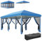 Outsunny 3 x 6m Pop Up Gazebo, Outdoor Canopy Shelter, Marquee Party Wedding Tent with 6 Mesh Walls and Carry Bag, Blue