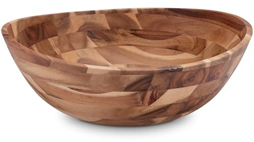 Decorasian Holzschale – edle Akazienholz Schale – Ideal als Salatschüssel aus Holz, Obstschale oder Brotschale – Nachhaltige Holz Schüssel - Natur 30,5cm
