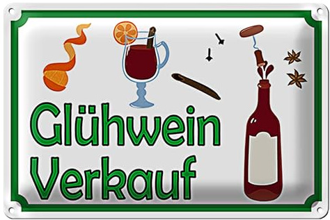 Glühwein Verkauf Schild | Perfekt für Weihnachtsmärkte und Winterfeste | Attraktives Design | 40 cm x 30 cm
