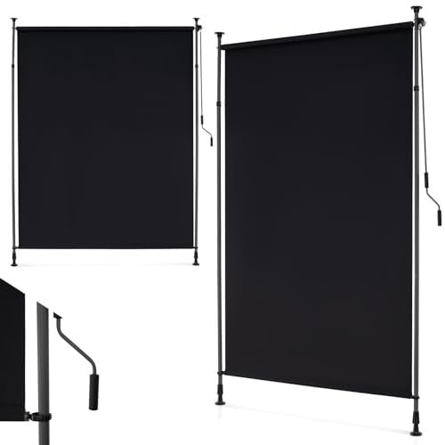 COSTWAY Senkrechtmarkise Außen, Vertikalmarkise 200 x 220-310 cm Höhenverstellbar & Ausziehbar, Balkon Markise ohne Bohren, Balkonrollo mit Kurbel, Sichtschutz Sonnenschutz für Balkon, Terrasse