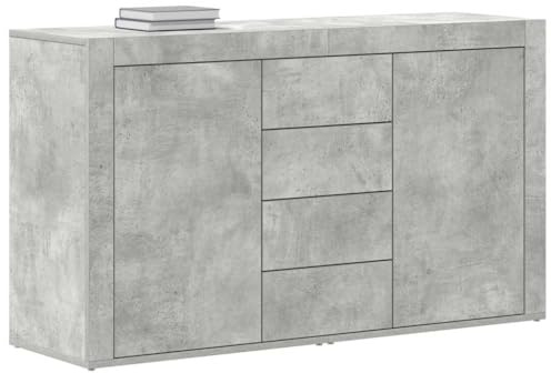 vidaXL Sideboard Concrete Grey 120 x 36 x 69 cm Engineered Wood | Comes with loads of drawers and shelves, Stylish concrete grey finish, Great for dining and living rooms