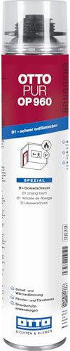 OTTO-PUR OP960 750 ml Brandschutzschaum B1-Dosierschaum Pistolenschaum Montageschaum zur Verfüllung, Dämmung & Isolierung, Bauschaum Schallschutzschaum 60 dB für Schaumpistolen