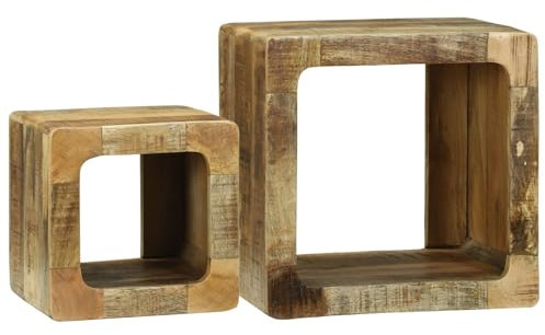 Lauuoeriau Mueble de TV de 36 x 36 x 30 cm, madera maciza, mesas auxiliares