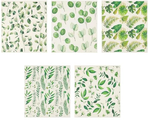 Swedish Dish Cloths Set of 5 - Reusable Cellulose Wooden Fiber Kitchen Sponge Dish Cloth for Cleaning Pots and Bowls, Super Absorbent Cleaning Cloth, Eco-Friendly Cloths Dish Cloth for Kitchen Use