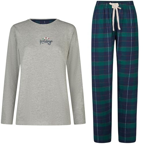 Happy Shorts Damen Flanell Pyjama Schlafanzug Homewear Xmas Offwhite
