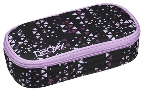 neoxx - Jump Schlamperbox Purple Crush - Recycelte PET-Flaschen, Hauptfach mit Reißverschluss, 10 Stifteschlaufen, Sichtfenster - Schulbedarf für Kinder