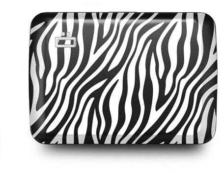 ÖGON -DESIGNS- Porte-Cartes en Aluminium avec Fermoir en métal, Protection RFID Contre la fraude et la démagnétisation, Portefeuille Compact, modèle Smart Case Oslo (Gravure Zebra)
