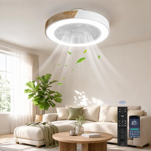 YuYe Deckenventilator Mit Beleuchtung, Ventilator Deckenleuchte, 3 Farbtemperatur und 6 Geschwindigkeiten LED- Deckenventilator mit Lampe Leise Dimmbar für Esszimmer Wohnzimmer Schlafzimme (B)