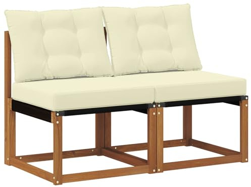 vidaXL 2 STK. Outdoor Mittelsofa Massivholz Akazie und Textilene Stoff