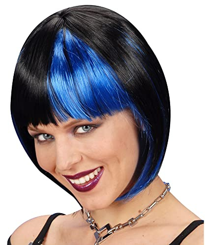 W WIDMANN MILANO Party Fashion - Perücke Zoey, schwarz mit Strähne, Bob, Kunsthaar, Kurzhaarfrisuren, Kurzhaarperücke Damen