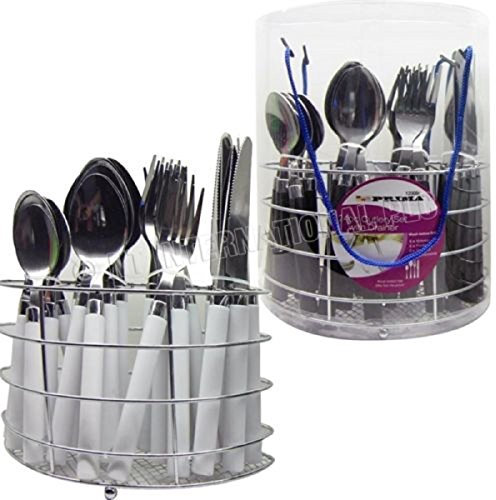 Prima RED 24PC CUTLERY SET DRAINER WIRED RACK FORKS TEASPOONS TEA SPOONS METAL