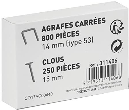 Rhino 311406 grapas 800 piezas con clavos 300 piezas)