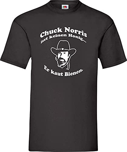 Chuck Norris isst keinen Honig… Er kaut Bienen. Kult T-Shirt,Größe L,schwarz