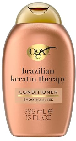 OGX Conditioner, Ever Straight Brazilian Keratin Therapy, 13oz | Hair-Smoothing, Coconut Oil, Cocoa Butter & Avocado Oil, Paraben-Free, Sulfate-Free Surfactants