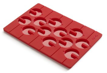 Lékué 0212400R01M017 Moule à Sucette Rond 3D Silicone/Platine Rouge