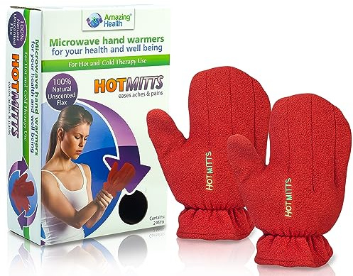 Microwave Hand Warmers Gloves - Pair of Hot Mitts red medium