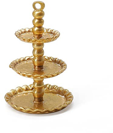 Odoria 1/12 Miniatur Kuchenständer 3 Etagen Puppenhaus Zubehör, Gold