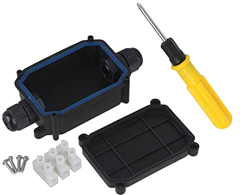 BQLZR Black Plastic Outdoor IP66 2Way Cable Wire Connector Junction Box with T06-3 Ter