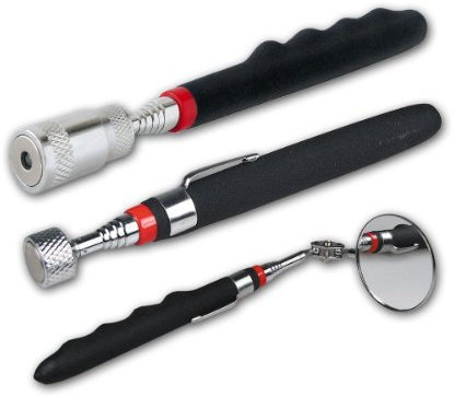 Teleskop Werkzeug mit Magnet Spiegel LED Beleuchtung Spiegel Magnet-Heber Gelenk-Spiegel mit Licht bis max. 3,2kg