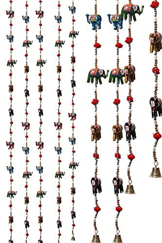 Pack of 2 Indian Hanging Elephants String decoration unique design with ball in between 5 elephants