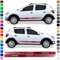 Auto-Dress Seiten-Streifen Aufkleber Set/Dekor passend für Dacia Sandero in Wunschfarbe - Motiv: Racing (Farbwunsch)