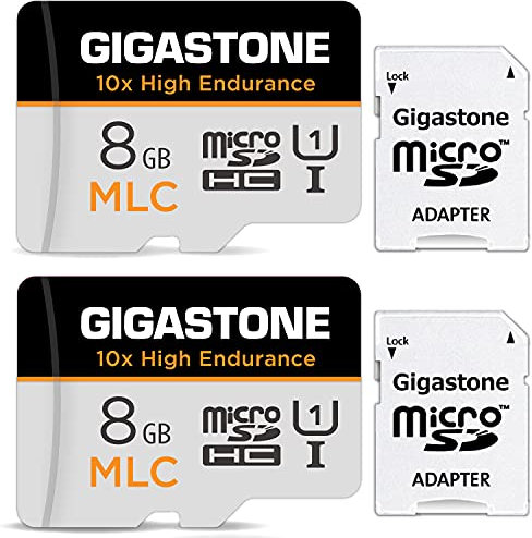[10x High Endurance]GIGASTONE MLC 8GB 2er-Pack MicroSDXC Karte+Adapter, 85/15 MB/s, Dash Cam,U3 V30 C10 [5-Jahre kostenlose Datenwiederherstellung]