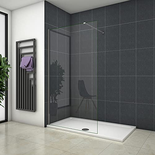 Walk In Parete Fissa Vetro 8mm Temperato Trasparente Anticalcare 80x200cm Barra Stabilizzatrice tagliabile da 90cm e telaio finitura cromato lucido
