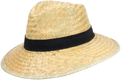Rugged Earth Best Man – Klassischer Strohhut für Herren & Damen | Leichter Sommerhut mit breiter Krempe & schwarzem Hutband | Perfekt für Freizeit, Garten & Urlaub