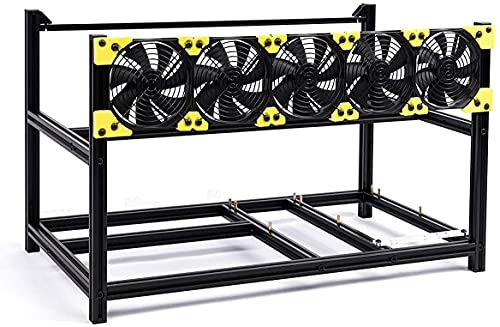 HLL Professional 6/8 GPU Miner Mining Case Aluminum Frame Mining Rig for ETH ZEC/Bitcoin Crypto Coin Currency Mining Veddha (6GPU+5FANS)