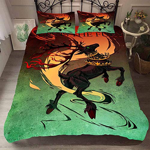 Ste-X 3-teiliges Bettbezug-Set Double Game of Thrones Bedruckte Bettwäsche Bettbezug Mit Reißverschluss Für Mädchen, Ultraweiche Mikrofaser-Bettwäsche (135x200cm,GOT 05)