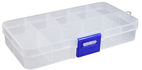 Sortimentsbox für Kleinteile | transparent | mit Deckel und Verschluss | Perlenbox | 12,8 x 6,5 x 2,2 cm / 1 Stück
