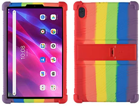 Chstls Funda para Lenovo Tab K10 10.3 (TB-X6C6F TB-X6C6X TB-X6C6NBF), Full Body Protection Carcasa Ligera de Silicón Antideslizante de Golpes con Soporte Plegable para Lenovo Tab K10 2021 - Arcoíris