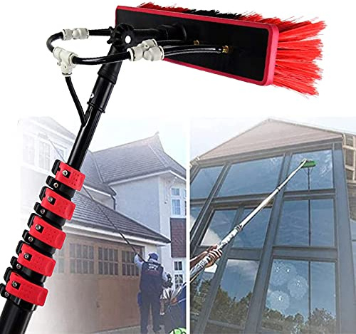 UIBAO 3.6M-10.8M Teleskopstange Wasserführend,Teleskop Waschbürste Fensterputzer Sonnenkollektor Solar-Photovoltaik-Panel-Reinigungsbürste,für Die Reinigung Von Fenstern,9m