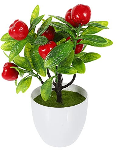 DECHOUS 2st Künstliche Grünpflanzen Simulation Obstbaum Mini-topfpflanzen Künstlich Künstliche Obstbäume Künstliche Pflanzen Bonsai Gefälschte Topfpflanzen Klein Falsche Rinde Büro Plastik